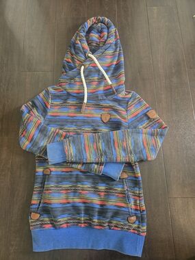 Wanakome Striped Aztec-Pattern Hoodie with Drawstring